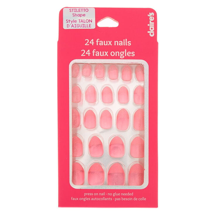 Jelly French Tip Press On Faux Nail Set - Pink, 24 Pack | Claire's US