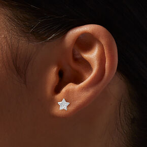 C LUXE by Claire&#39;s Sterling Silver Crystal Star Stud Earrings,