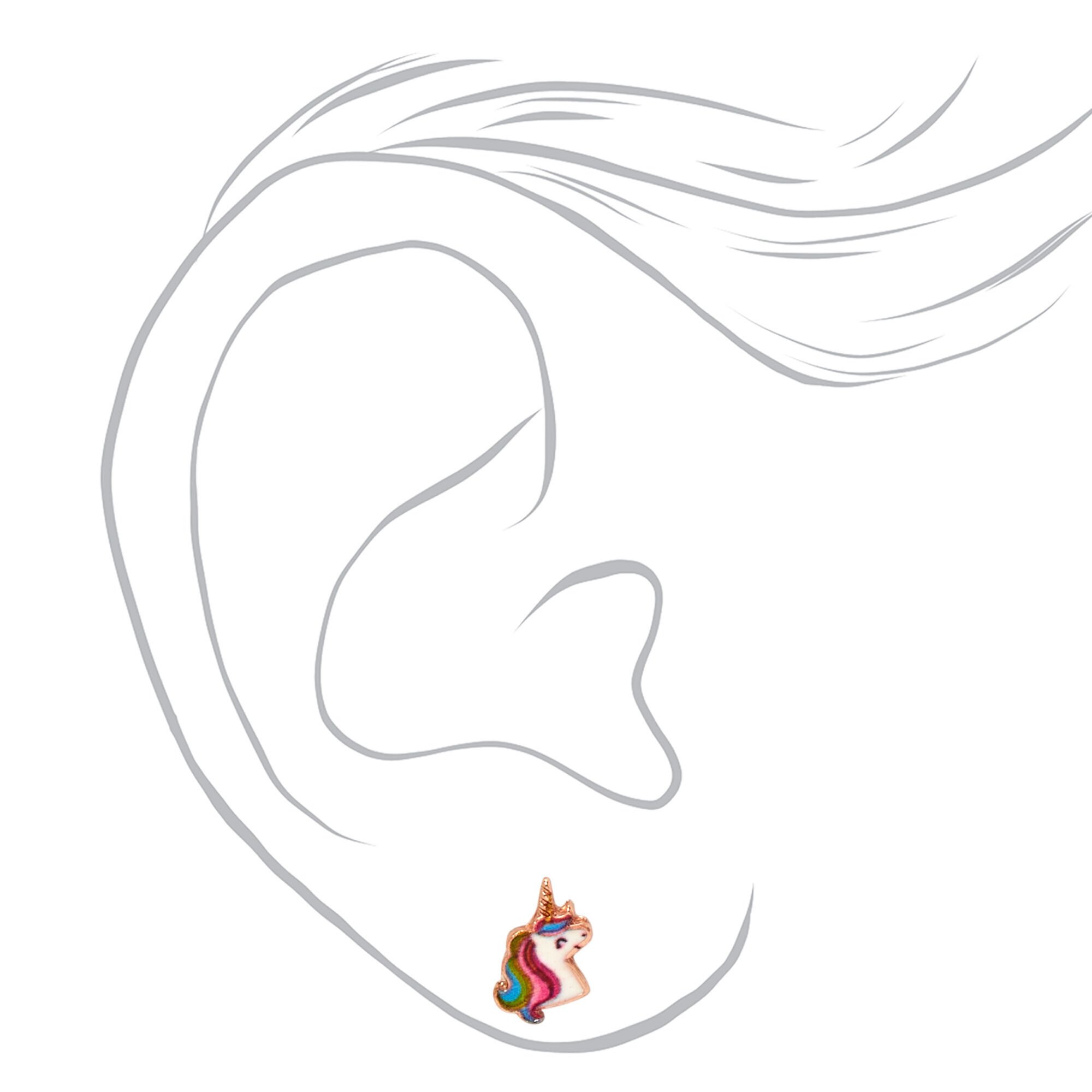 18k Rose Gold Plated Miss Glitter the Unicorn Stud Earrings,