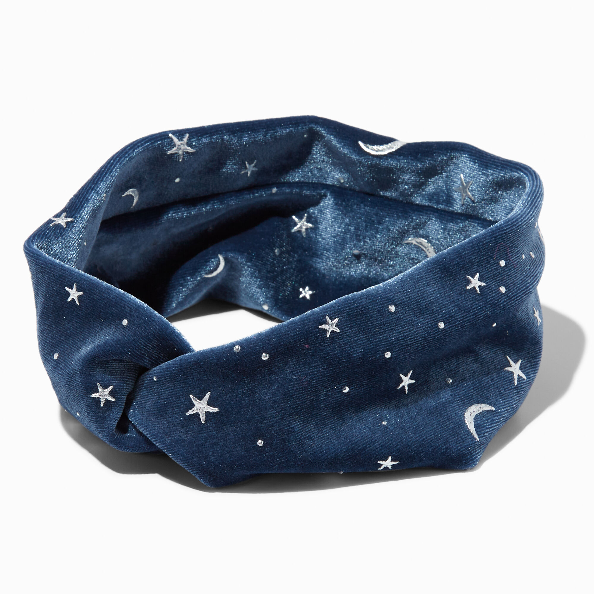 View Claires Velvet Celestial Twisted Headwrap Blue information