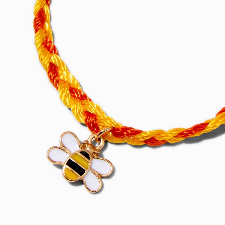 Orange &amp; Yellow Bee Braided Adjustable Bracelet ,