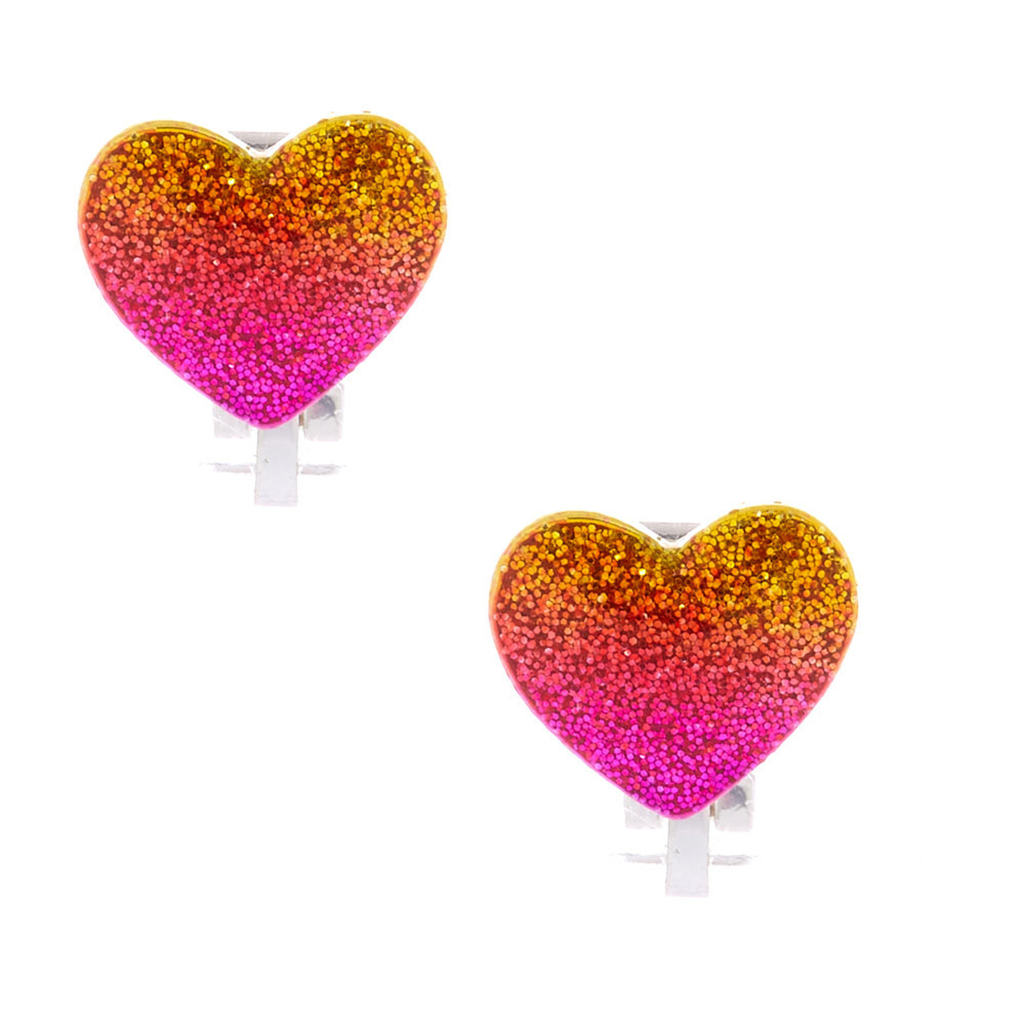 Ombre Glitter Heart Stud Earrings Pink Claire S Ombre Glitter Heart Stud Earrings Pink