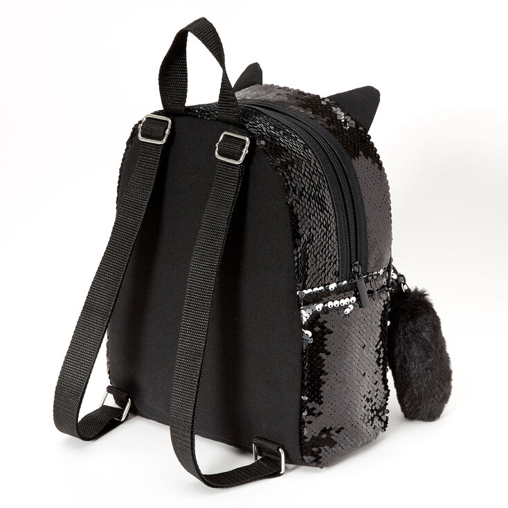 Sequin Cat Small Backpack Black Claire S