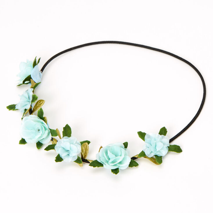 Claire's Couronne de fleurs avec feuilles et roses - Vert menthe
