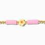 Gold &amp; Pink Hibiscus Flower Stretch Bracelet,