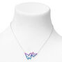 Silver Ombre Double Butterfly Pendant Necklace,
