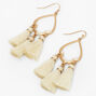 White Tassel 2&quot; Gold Chandelier Drop Earrings,