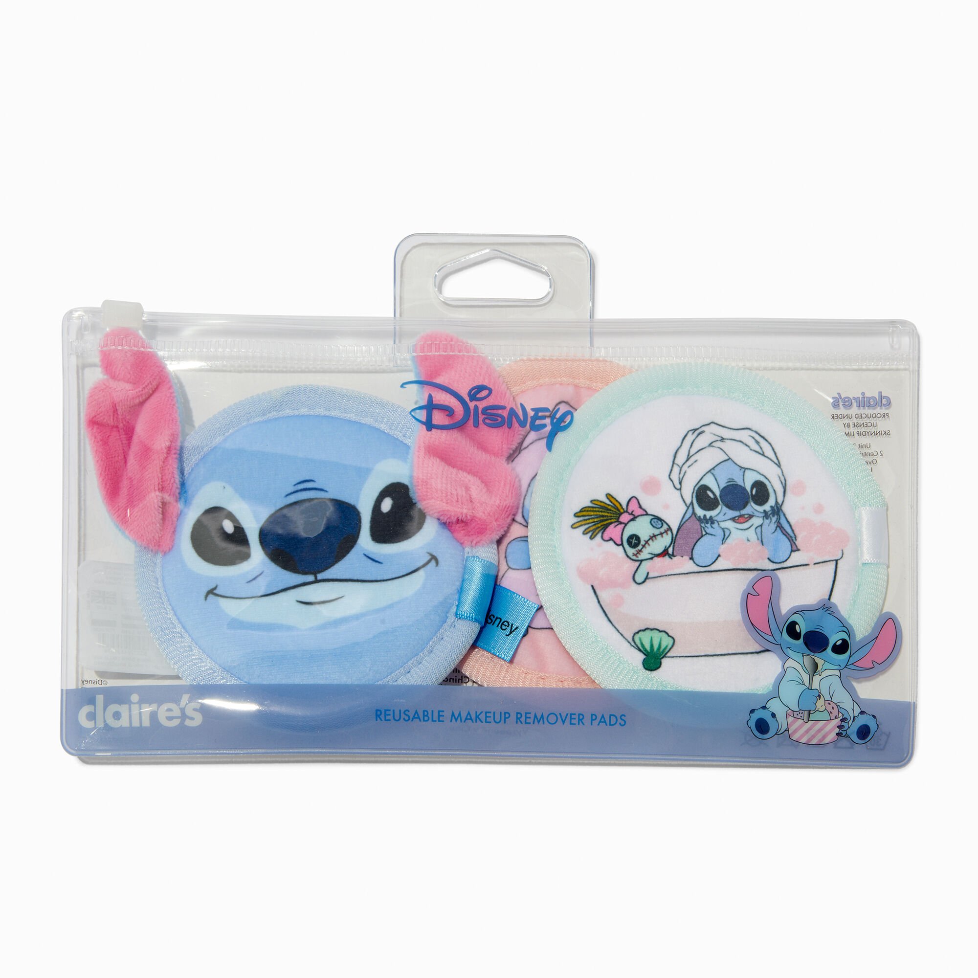 Disney Stitch Claire's Exclusive Slumber Party Reusable Makeup Remover Pads - 3 Pack,