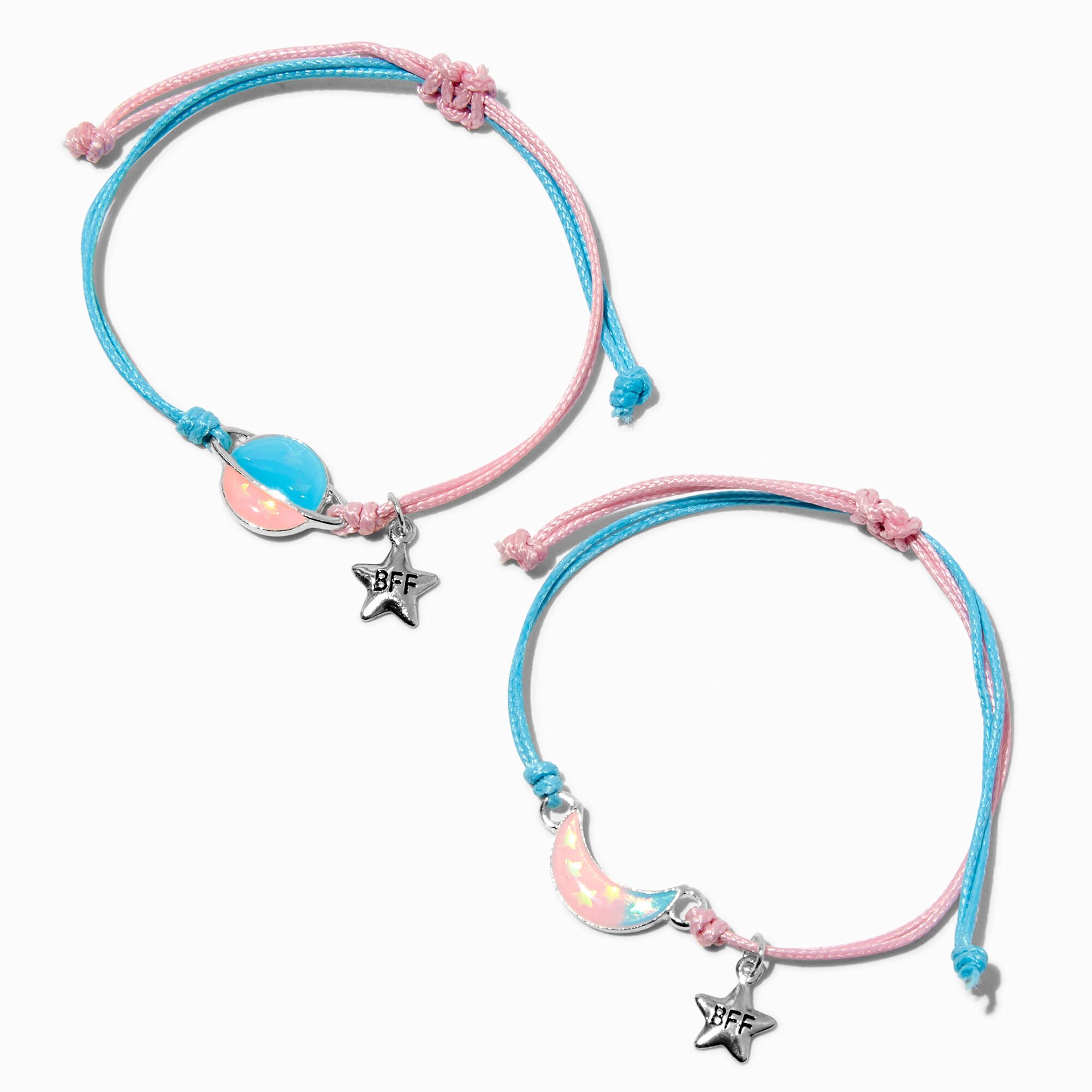 Best Friends Glow in the Dark Planet & Moon Adjustable Bracelets - 2 Pack,