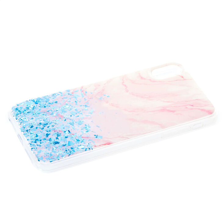 Coque de portable couleur marbr&eacute; et paillettes confettis - Compatible avec iPhone XS Max,
