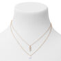 Gold Cubic Zirconia Zodiac Multi Strand Necklace - Sagittarius,