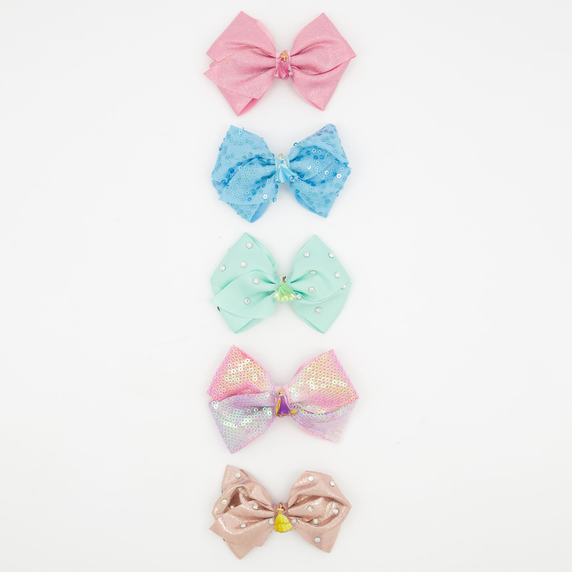 ©Disney Princess Glitter Bow Hair Clips – 6 Pack,