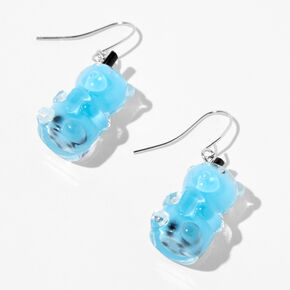 Blue 0.5&quot; Gummy Bear Drop Earrings,
