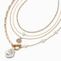 Ras-de-cou avec strass et perles d&rsquo;imitation couleur dor&eacute;e - Lot de 4,