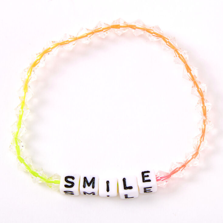 Claire's Bracelet élastique perlé « Smile » arc-en-ciel effet dégradé