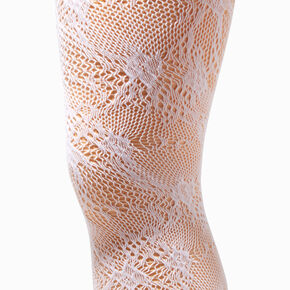 Collants floraux blancs fa&ccedil;on dentelle- Taille S/M,