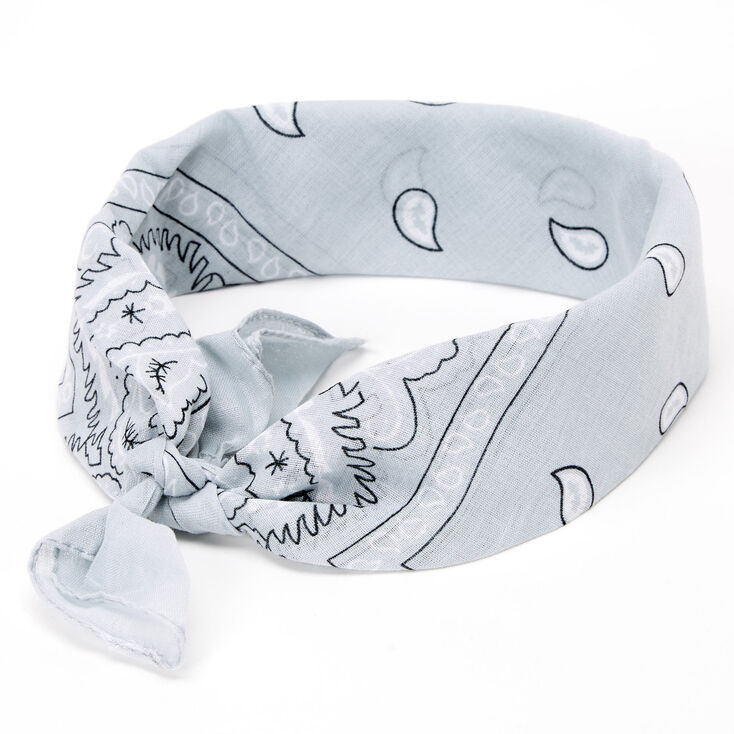 Bandeau bandana motif cachemire - Gris clair,