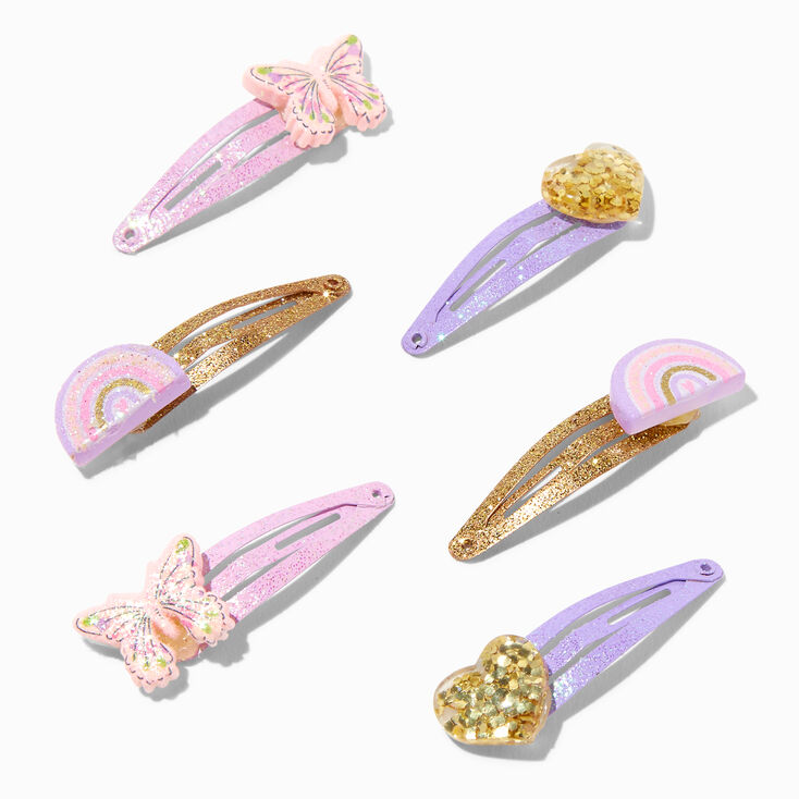 Claire&#39;s Club Polyresin Butterfly Snap Hair Clips - 6 Pack,