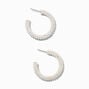 White Beaded Hoop Earrings,