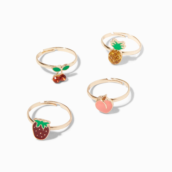 Gold Fruit Adjustable Rings - 4 Pack,