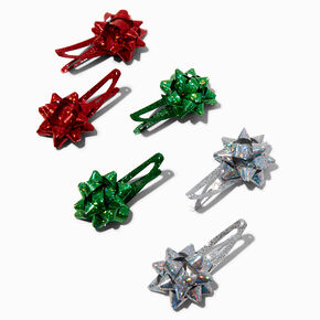 Christmas Gift Bows Snap Hair Clips - 6 Pack,