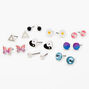 Silver Yin Yang Heart Stud Earrings - 9 Pack,