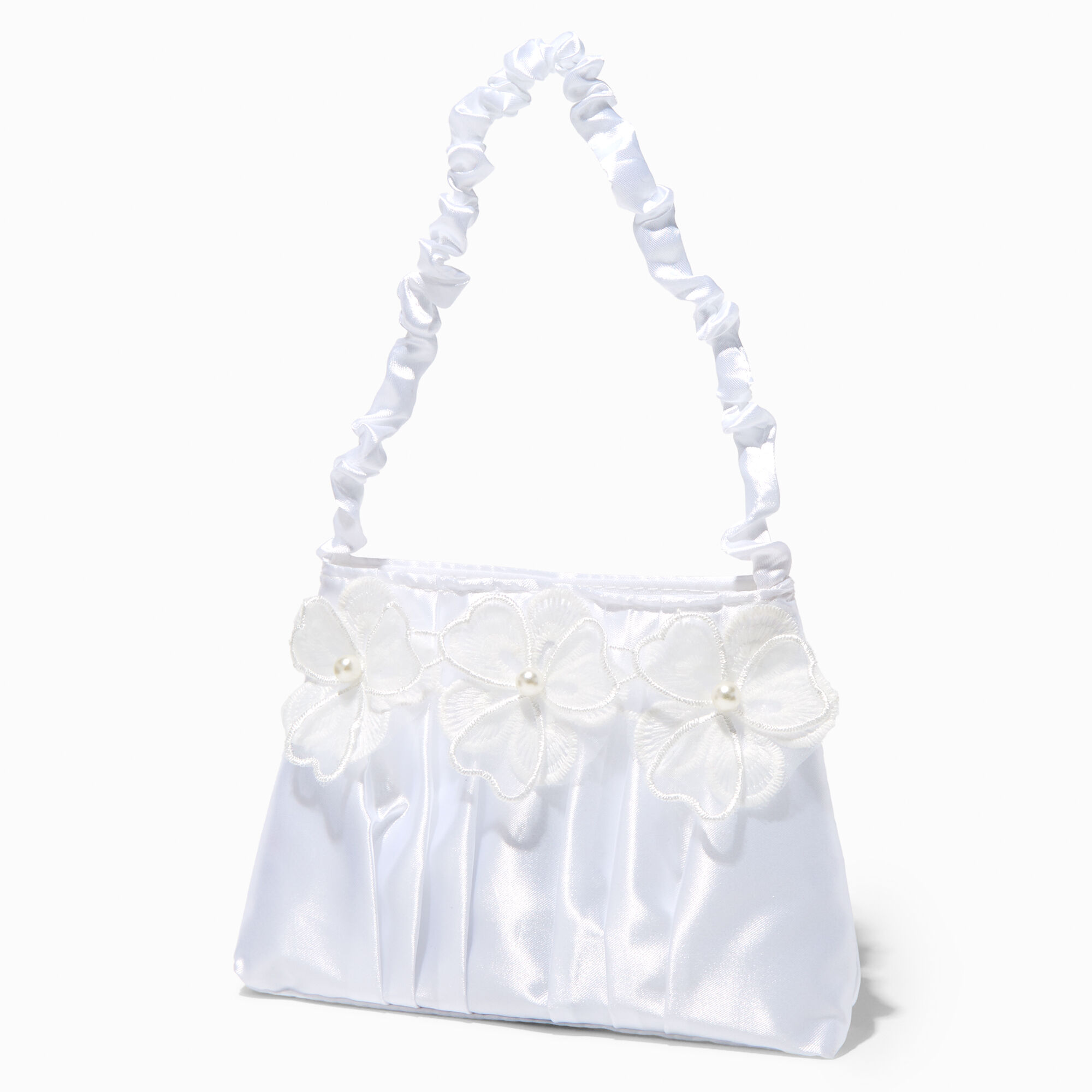View Claires Club Special Occasion Satin Pearl Flower Handbag information