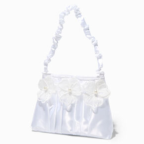 Claire&#39;s Club Special Occasion Satin Pearl Flower Handbag,