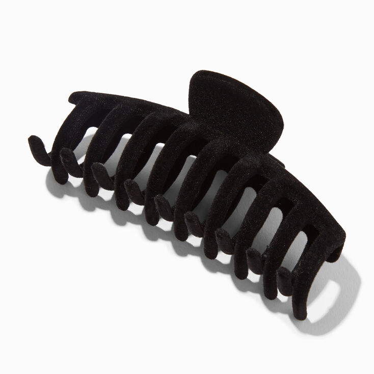 Black Flocked Medium Hair Claw,