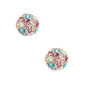 Silver Rainbow Crystal Fireball Stud Earrings,