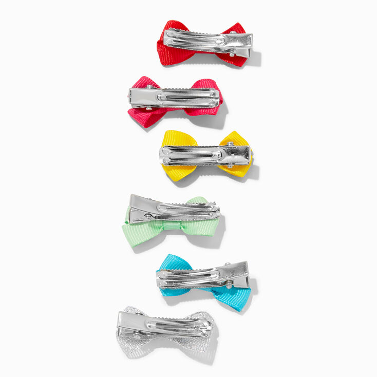 Claire&#39;s Club Kid Core Rainbow Hair Bow Clips - 6 Pack,