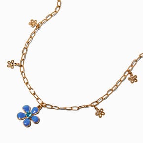 UV Color-Changing Blue Flower Charm Necklace,