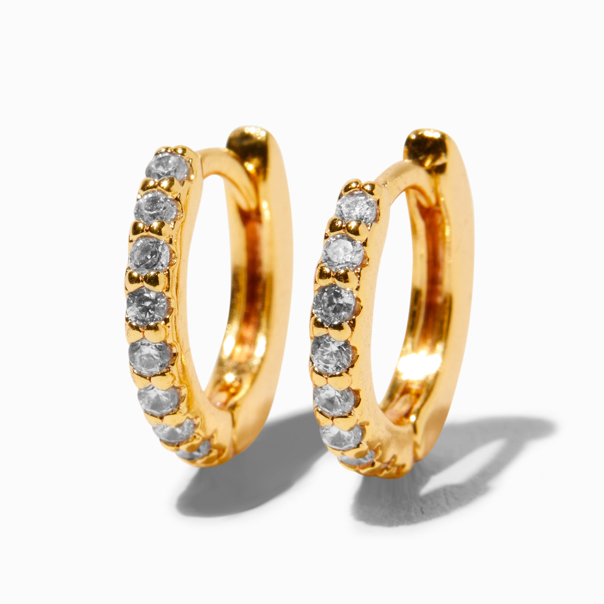 C LUXE by Claire's 18k Yellow Gold Plating Pavé 8MM Clicker Hoop Earrings,