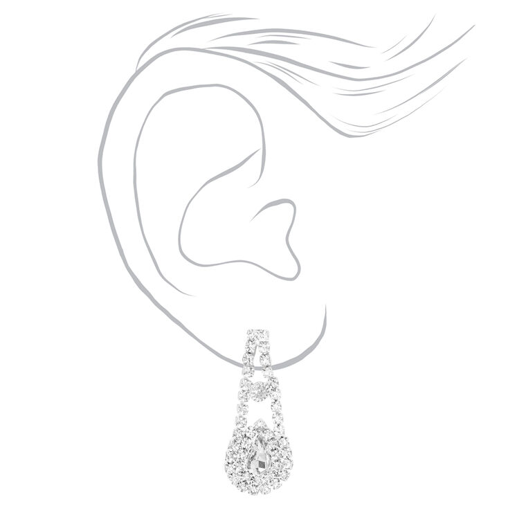 Silver Rhinestone Scalloped V Jewelry Set - 2 Pack,