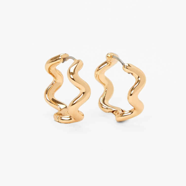 Gold Squiggle Zig Zag 20MM Hoop Earrings,