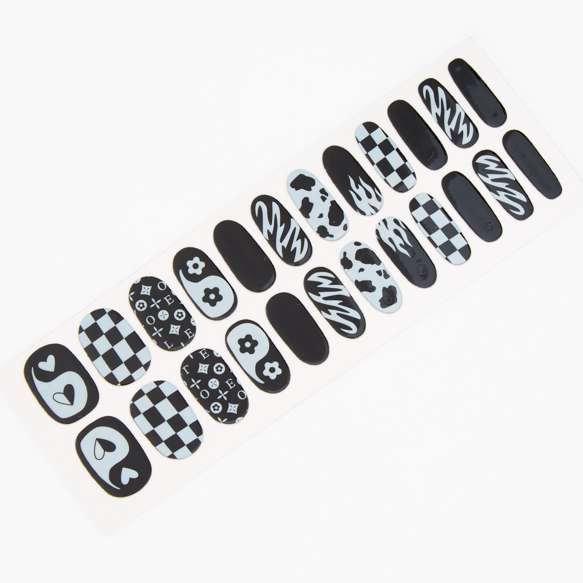 Black & White Vegan Nail Wraps Set - 24 Pack,