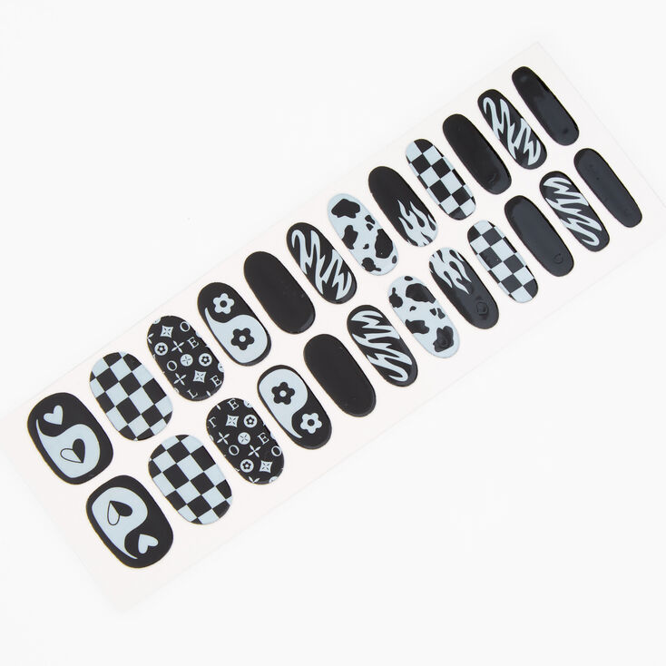 Black &amp; White Vegan Nail Wraps Set - 24 Pack,