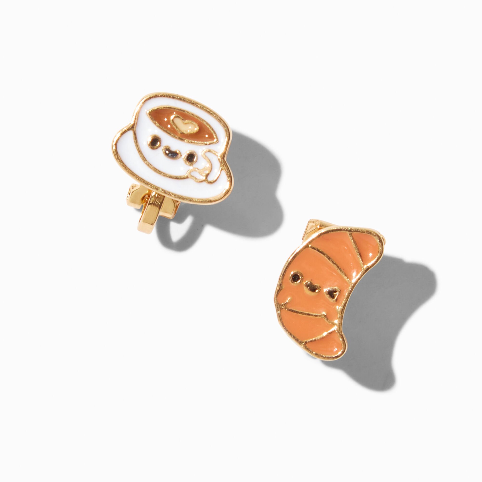 Croissant & Latte Clip-On Earrings,
