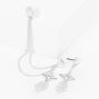 Silver Evil Eye Hamsa Hand Ear Connector Earrings,