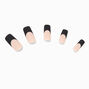 Black French Tip Long Square Vegan Faux Nail Set - 24 Pack,