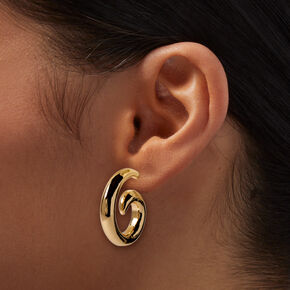 Gold-tone Thick Swirl Hoop Earrings,