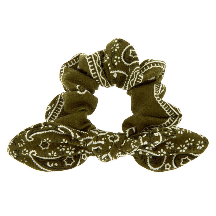 Claire's Chouchou à nœud noué style bandana - Vert olive