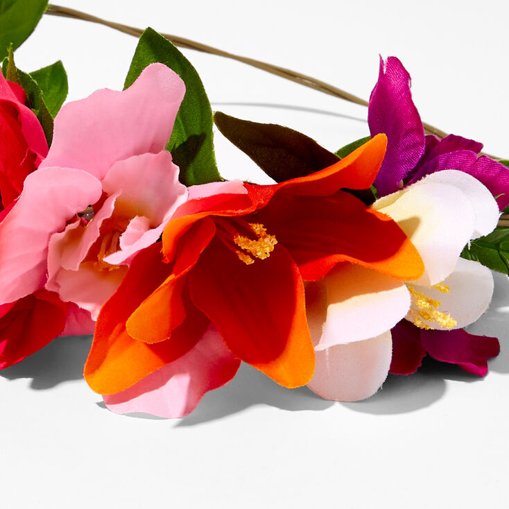 Vibrant Tropical Flower Crown Headwrap,