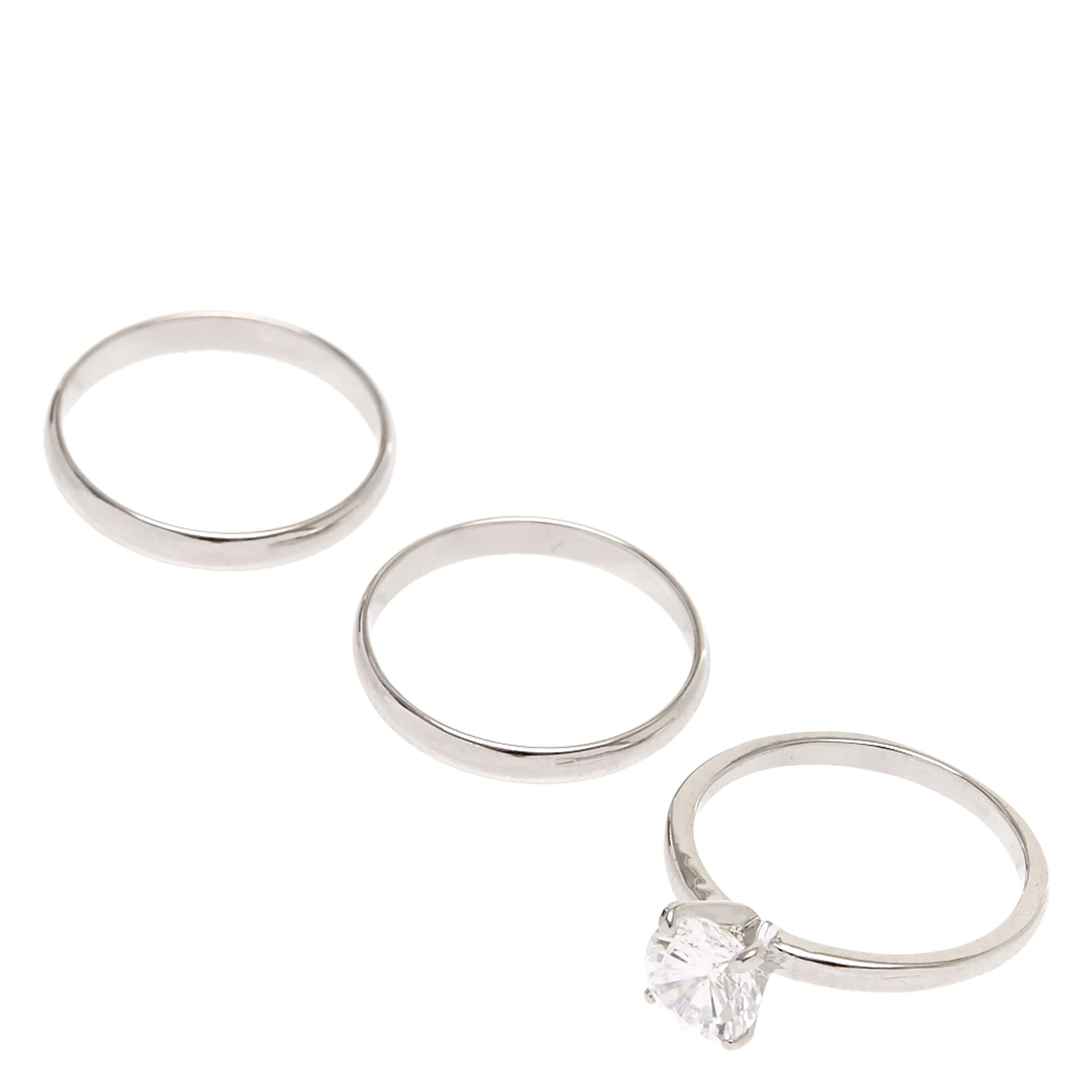 View Claires Classic Rings 3 Pack Silver information