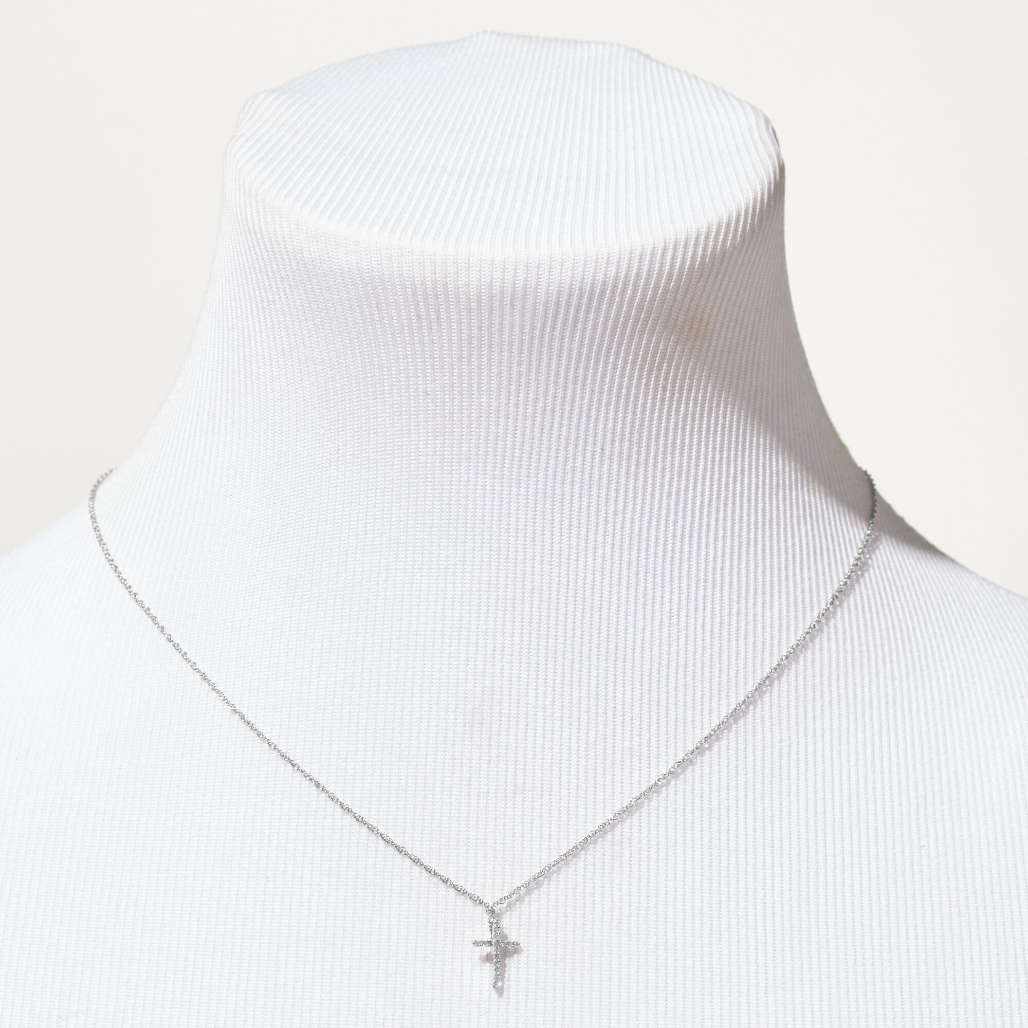 C LUXE by Claire s Sterling Silver 1 20 ct. tw. Lab Grown Diamond Cross Pendant Necklace