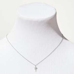 C LUXE by Claire&#39;s Sterling Silver 1/20 ct. tw. Laboratory Grown Diamond Cross Pendant Necklace,