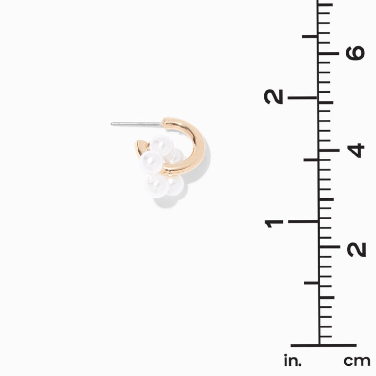 Gold-tone Pearl Flower 30mm Hoop Earrings,