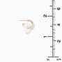 Gold-tone Pearl Flower 30mm Hoop Earrings,