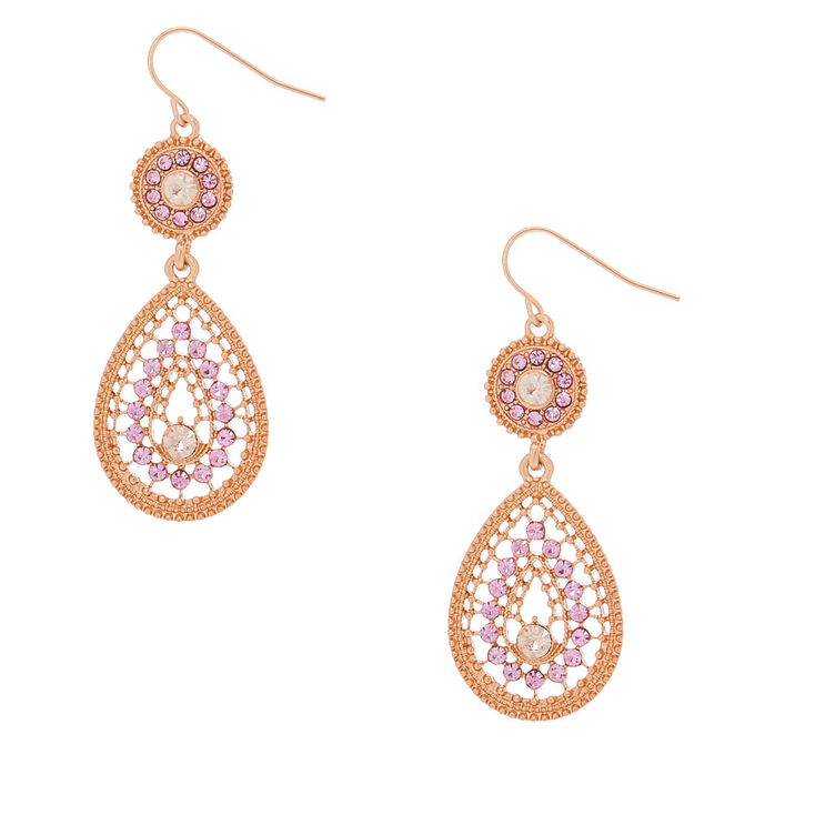 Claire's Pendantes en gouttes 5 cm couleur doré rose