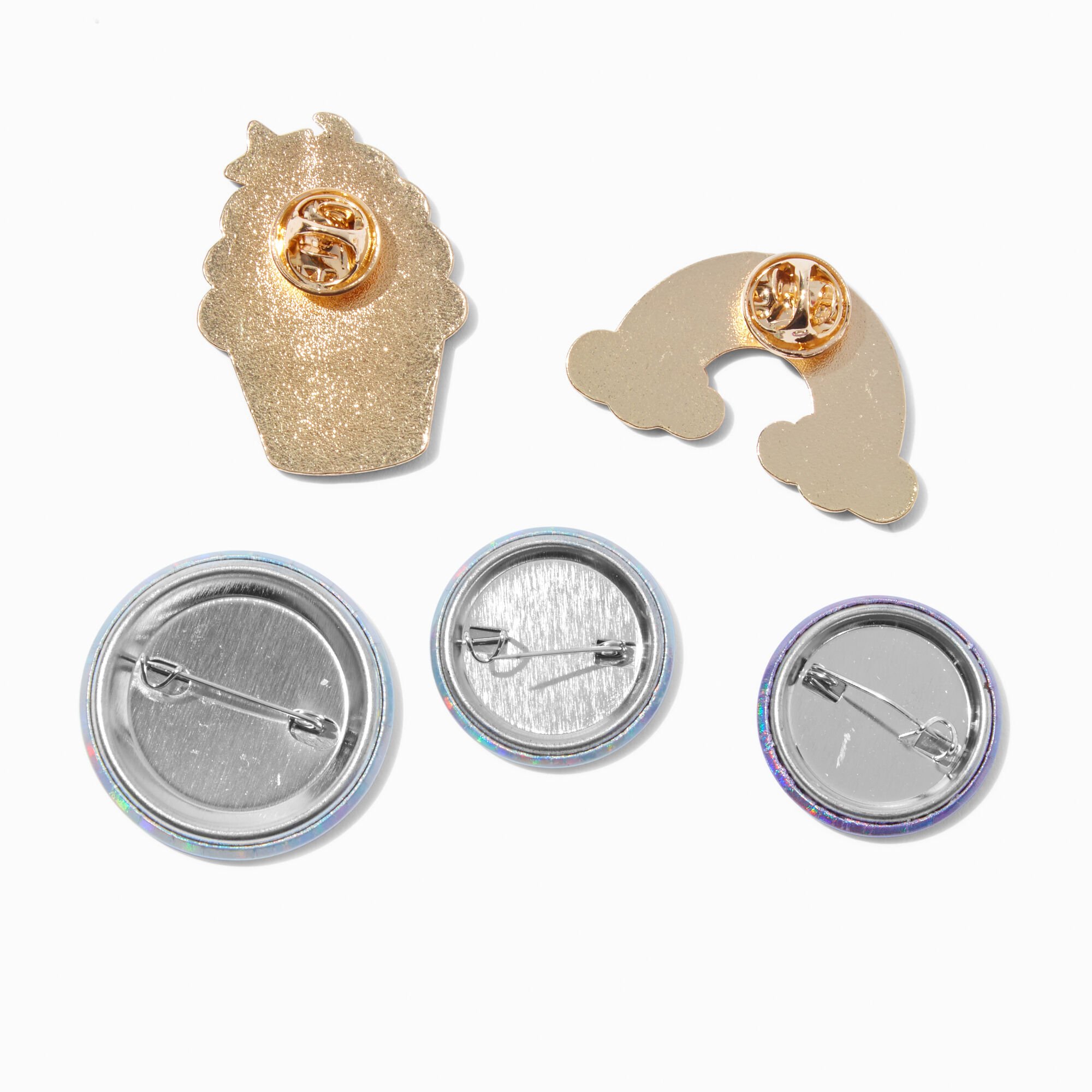 Rainbow Round Button & Pin Set - 5 Pack